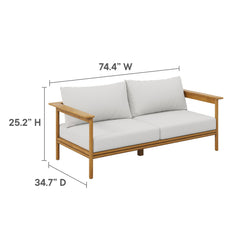Wren Natural Sail Outdoor Patio Teak Wood Sofa - Ornate Home
