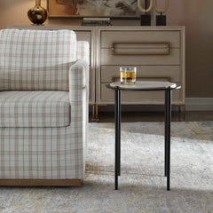 Wren White Round Marble Accent Table - Ornate Home