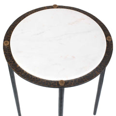 Wren White Round Marble Accent Table - Ornate Home