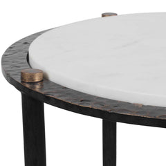 Wren White Round Marble Accent Table - Ornate Home