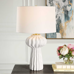 Wrenley White Ridged Table Lamp - Ornate Home
