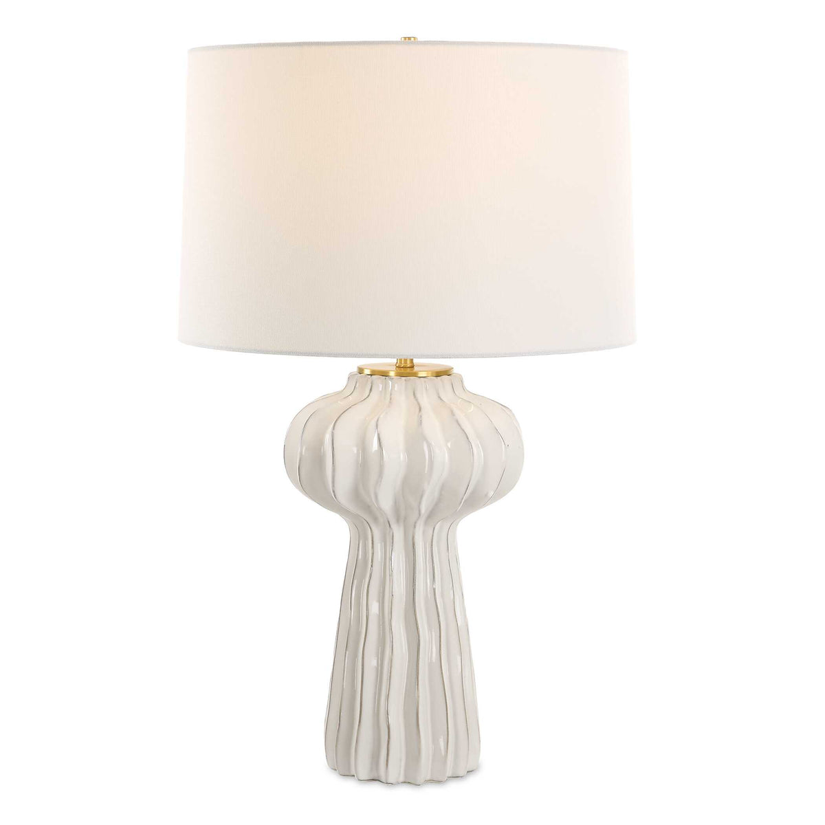 Wrenley White Ridged Table Lamp - Ornate Home