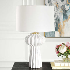 Wrenley White Ridged Table Lamp - Ornate Home