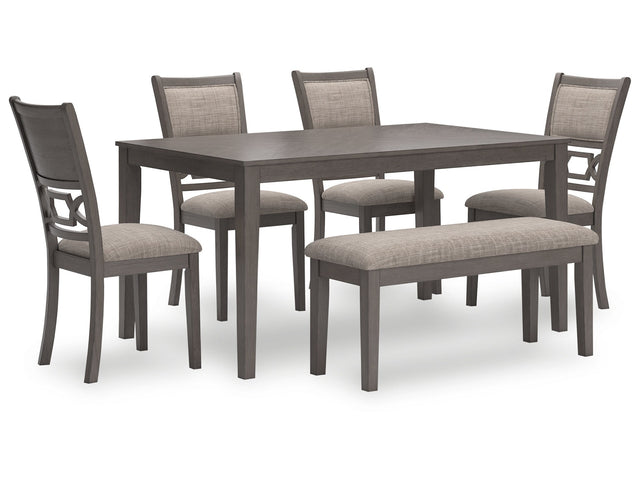 Wrenning Gray Dining Table and 4 Chairs and Bench (Set of 6) (Online Special Price) - Ornate Home