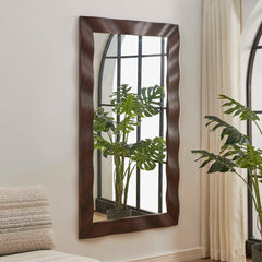 Wrinkle Woodtone Wavy Wood Mirror - Ornate Home