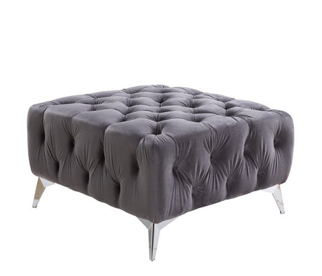 Wugtyx Dark GrayVelvet Ottoman - Ornate Home