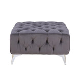 Wugtyx Dark GrayVelvet Ottoman - Ornate Home