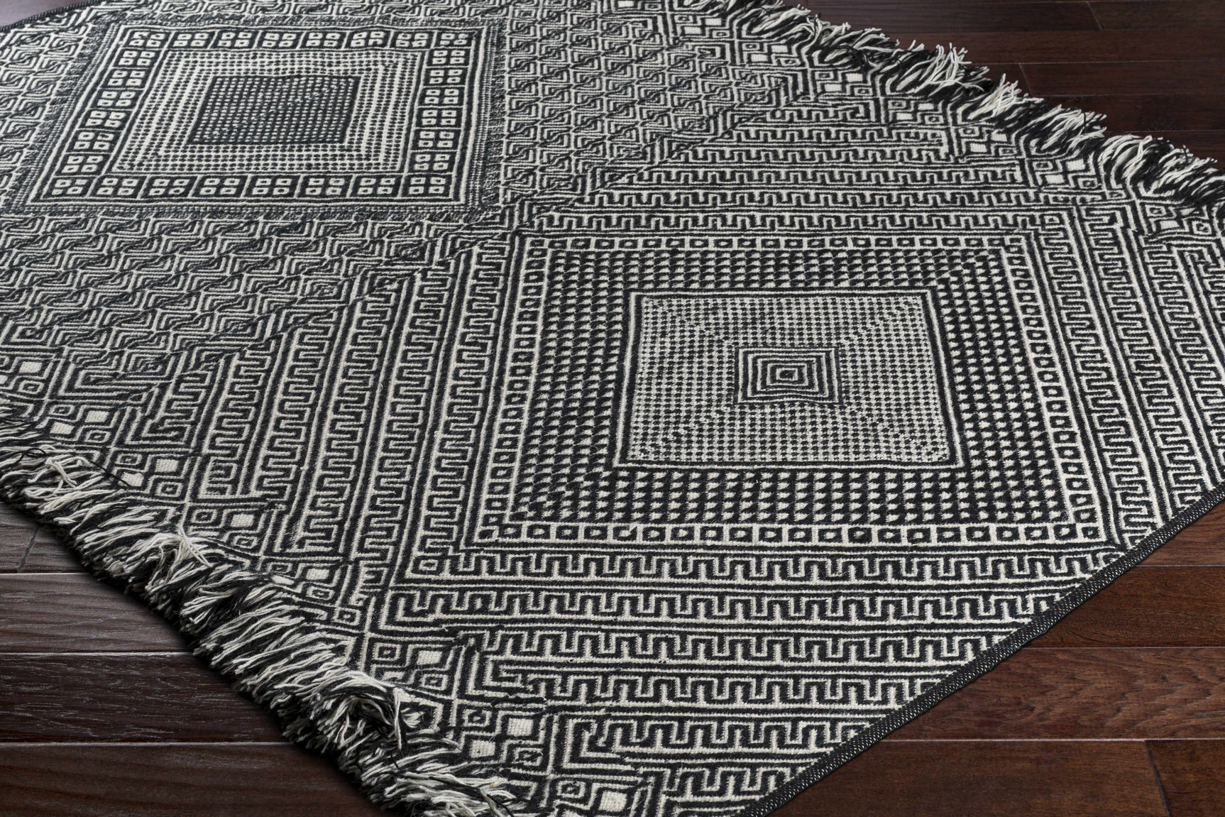 Wundowie Black&Ivory Diamond Wool Rug - Clearance - Ornate Home
