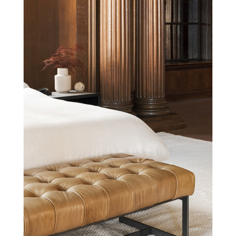 Wyatt Brown Leather Bench - Ornate Home