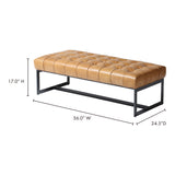 Wyatt Brown Leather Bench - Ornate Home