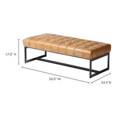 Wyatt Brown Leather Bench - Ornate Home