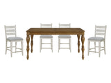 Wyatt Brown/Weathered White/Gray 5-Piece Counter Height Dining Table Set - Ornate Home