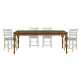 Wyatt Brown/Weathered White/Gray 5-Piece Counter Height Dining Table Set - Ornate Home