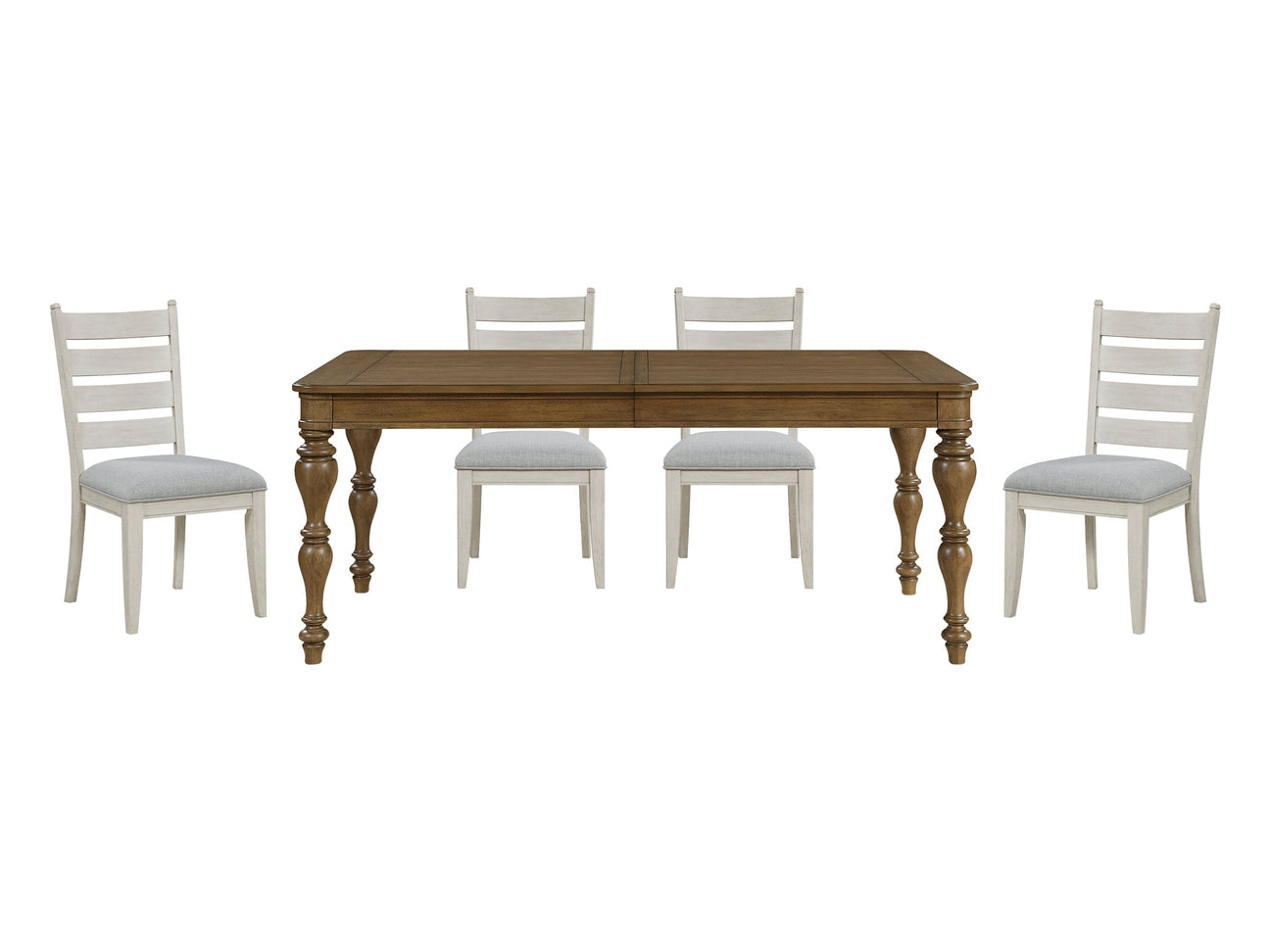 Wyatt Brown/Weathered White/Gray 5-Piece Dining Table Set - Ornate Home