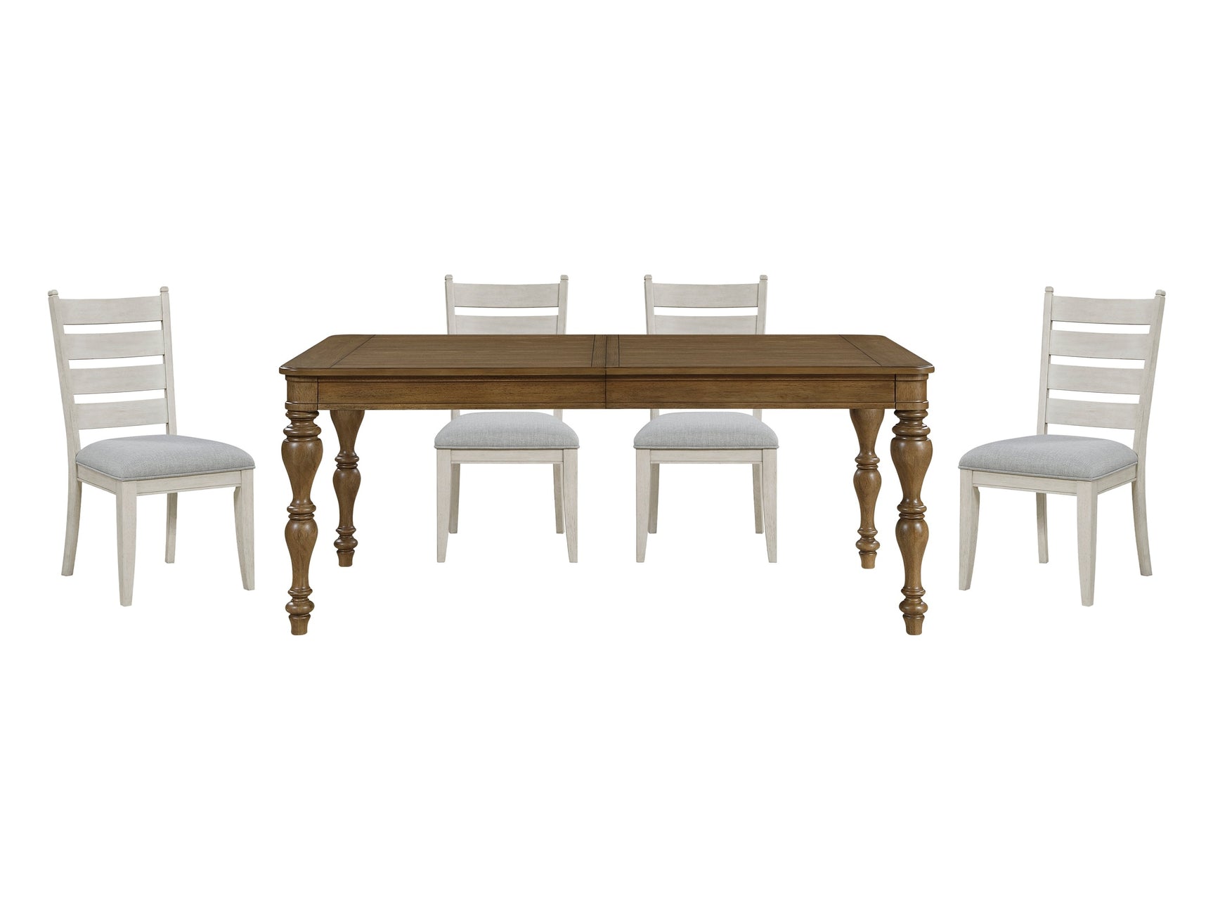 Wyatt Brown/Weathered White/Gray 5-Piece Dining Table Set - Ornate Home