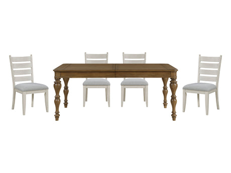 Wyatt Brown/Weathered White/Gray 5-Piece Dining Table Set - Ornate Home