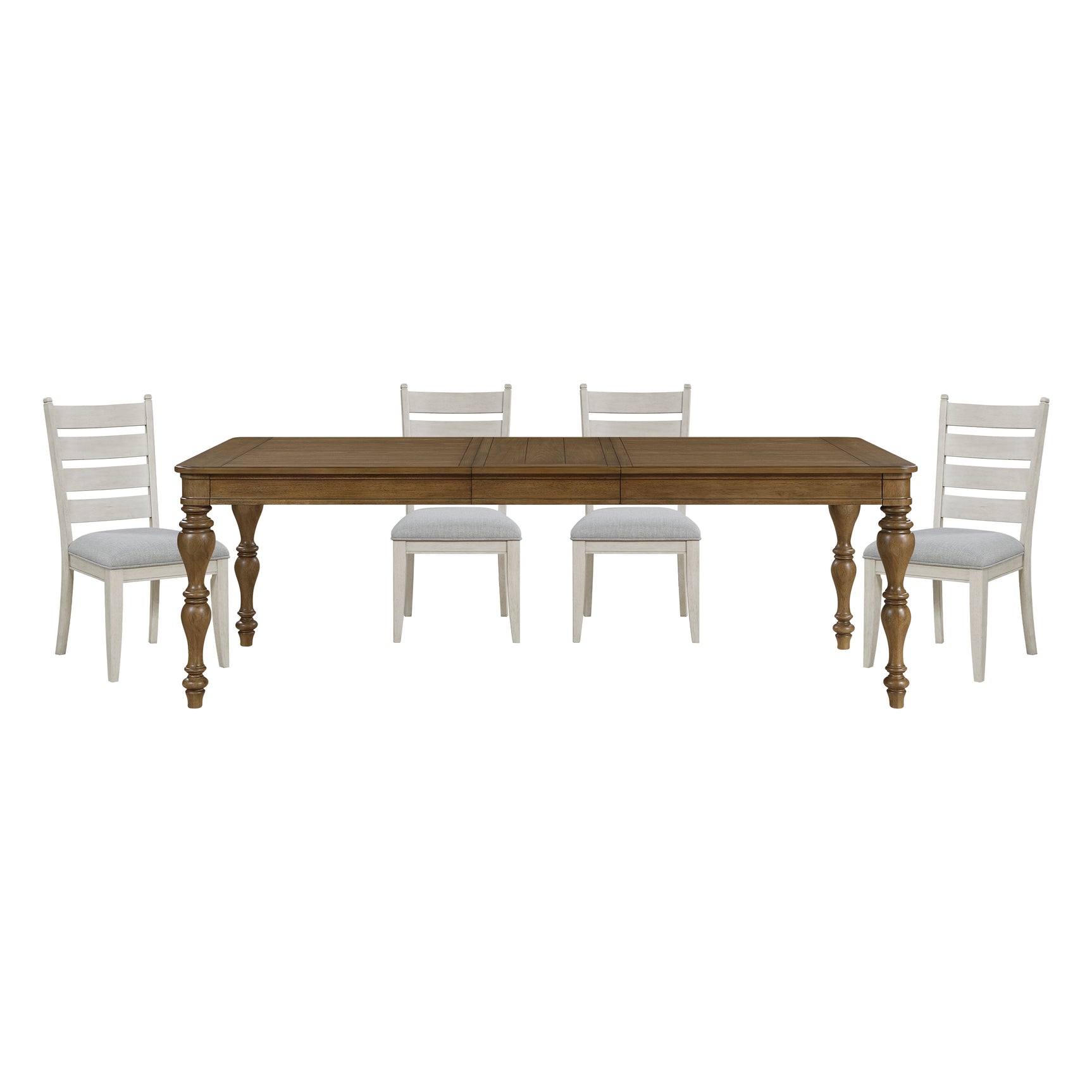 Wyatt Brown/Weathered White/Gray 5-Piece Dining Table Set - Ornate Home