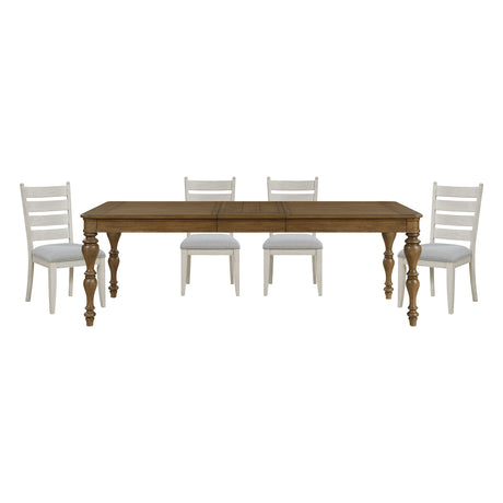 Wyatt Brown/Weathered White/Gray 5-Piece Dining Table Set - Ornate Home