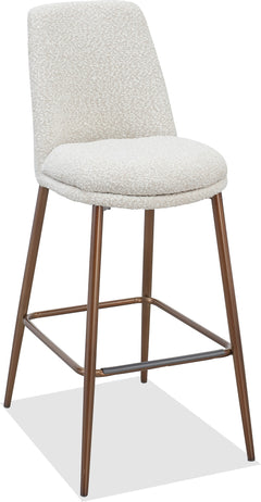 Wyatt Ricotta/Bronze Upholstered Bar Stool (Set of 2) - Ornate Home