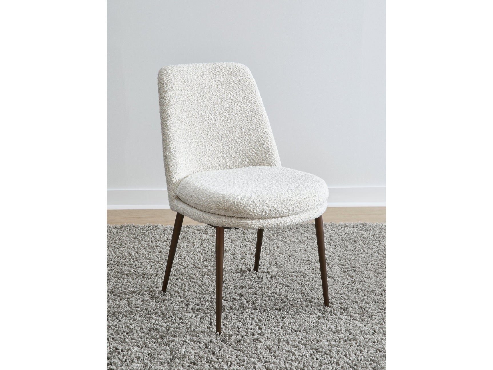 Wyatt Upholstered Dining Chair in Ricotta Boucle and Bronze Metal (Set of 2) - Ornate Home