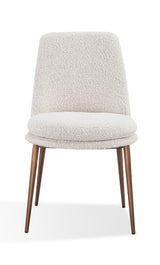 Wyatt Upholstered Dining Chair in Ricotta Boucle and Bronze Metal (Set of 2) - Ornate Home