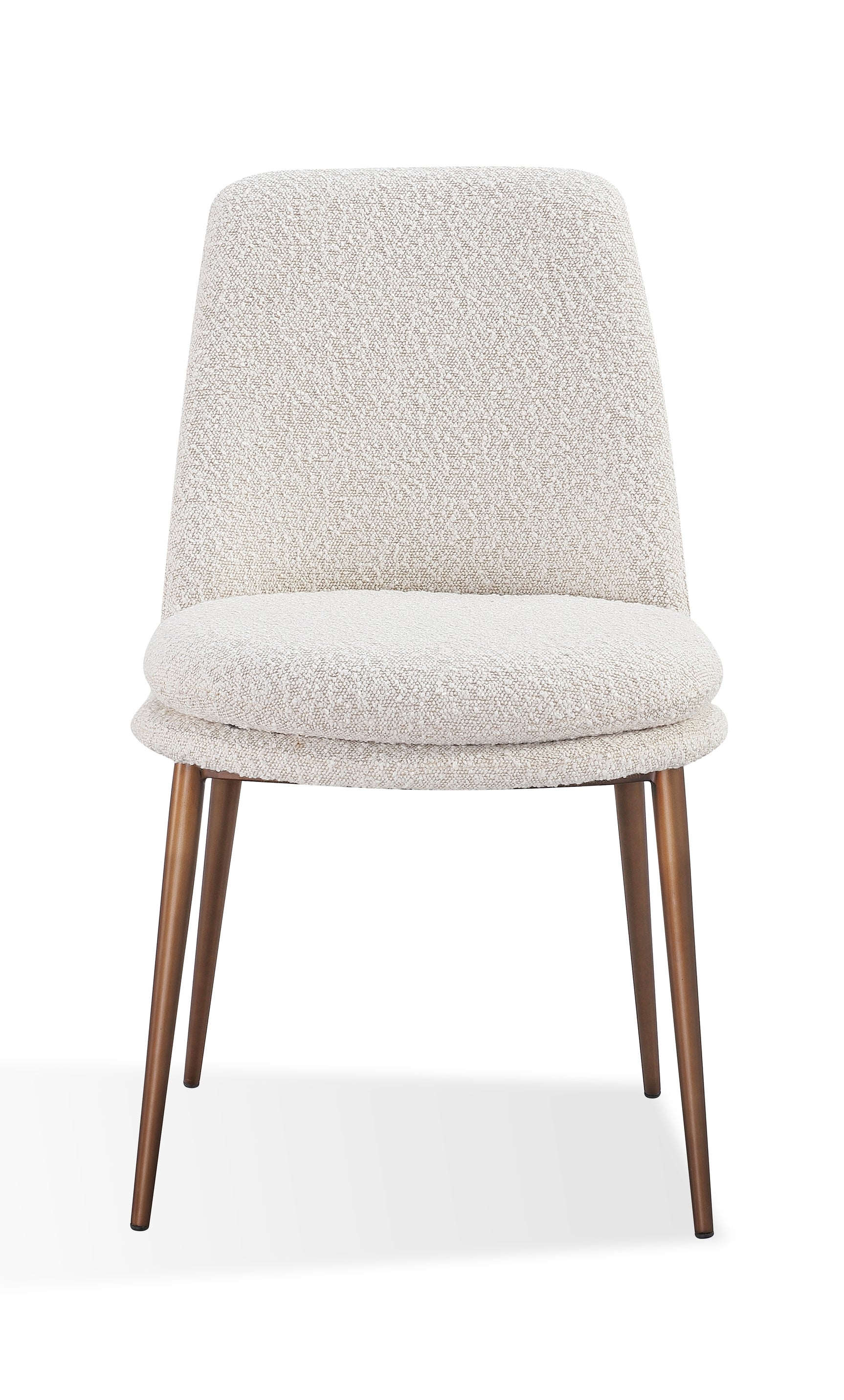 Wyatt Upholstered Dining Chair in Ricotta Boucle and Bronze Metal (Set of 2) - Ornate Home