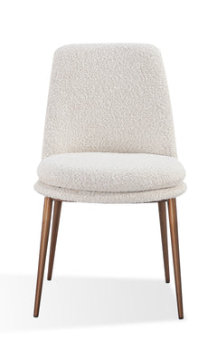 Wyatt Upholstered Dining Chair in Ricotta Boucle and Bronze Metal (Set of 2) - Ornate Home