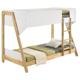 Wyatt White / Natural Twin Over Twin Bunk Bed - Ornate Home