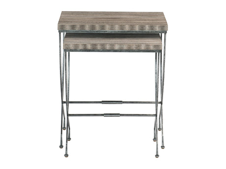 Wyman Snakeskin/Aged Pewter Nesting Table - Ornate Home