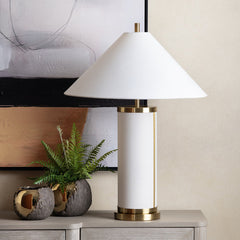 Wyndham White/Gold Table Lamp (Set of 2) - Ornate Home