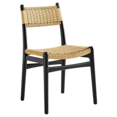Wynn Black/Natural Rope and Wood Dining Side Chair - Ornate Home