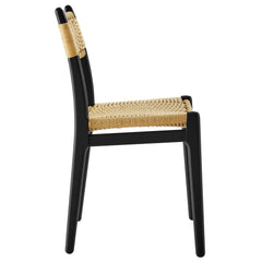 Wynn Black/Natural Rope and Wood Dining Side Chair - Ornate Home