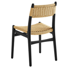 Wynn Black/Natural Rope and Wood Dining Side Chair - Ornate Home