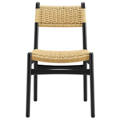 Wynn Black/Natural Rope and Wood Dining Side Chair - Ornate Home