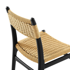 Wynn Black/Natural Rope and Wood Dining Side Chair - Ornate Home