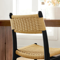 Wynn Black/Natural Rope and Wood Dining Side Chair - Ornate Home