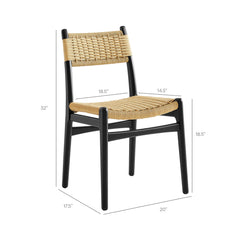 Wynn Black/Natural Rope and Wood Dining Side Chair - Ornate Home