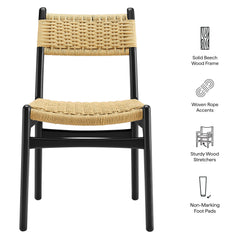 Wynn Black/Natural Rope and Wood Dining Side Chair - Ornate Home