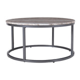 Wynn Grey/Gunmetal Marble Round Cocktail Table - Ornate Home