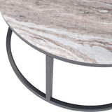 Wynn Grey/Gunmetal Marble Round Cocktail Table - Ornate Home