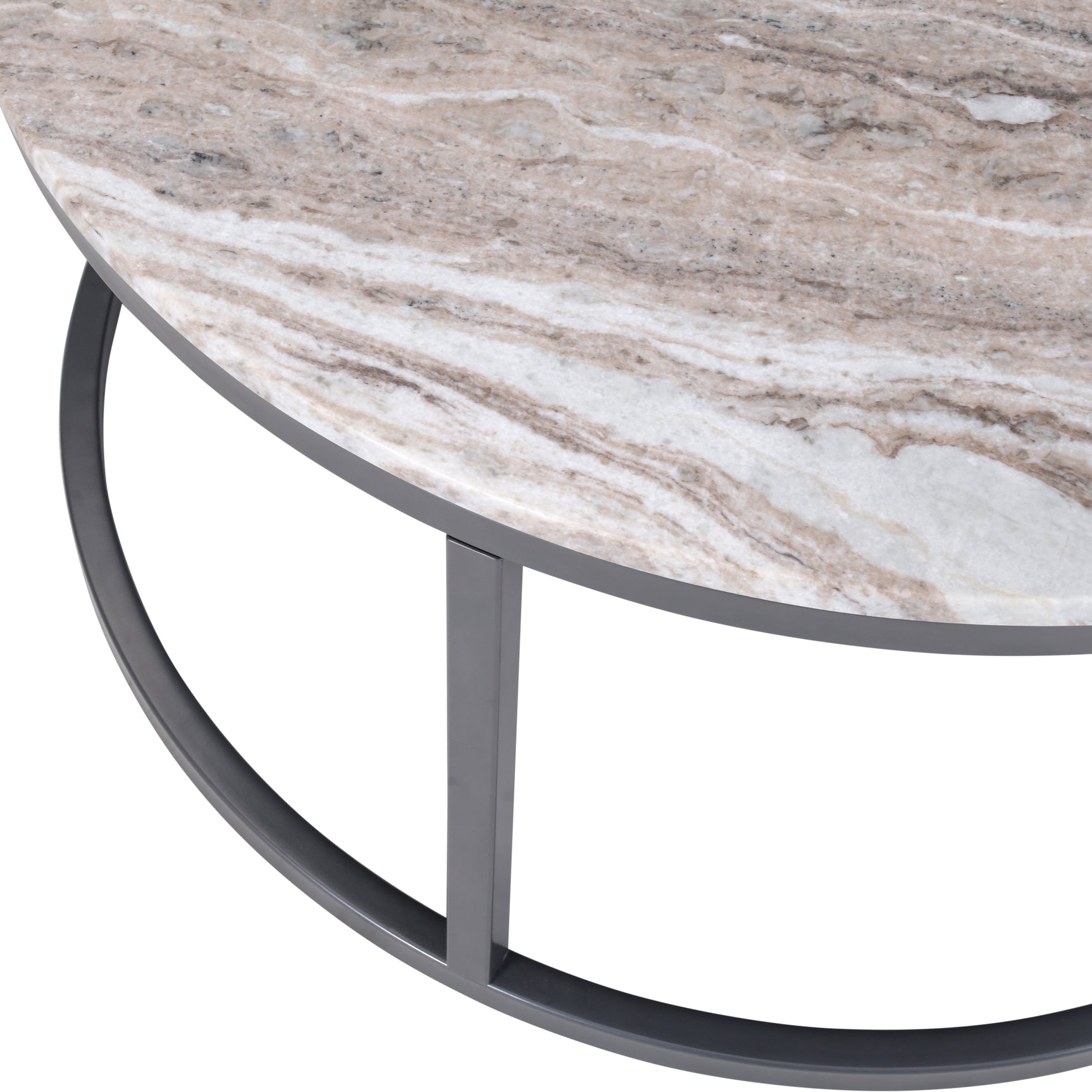 Wynn Grey/Gunmetal Marble Round Cocktail Table - Ornate Home