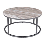 Wynn Grey/Gunmetal Marble Round Cocktail Table - Ornate Home