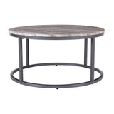 Wynn Grey/Gunmetal Marble Round Cocktail Table - Ornate Home