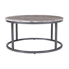 Wynn Grey/Gunmetal Marble Round Cocktail Table - Ornate Home