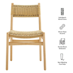 Wynn Natural Rope and Wood Dining Side Chair - Ornate Home