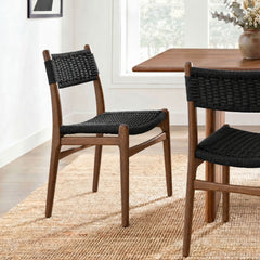 Wynn Walnut/Black Rope and Wood Dining Side Chair - Ornate Home