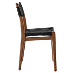 Wynn Walnut/Black Rope and Wood Dining Side Chair - Ornate Home