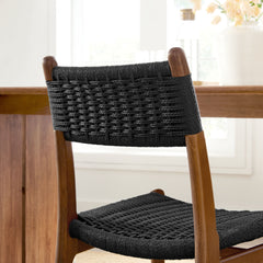 Wynn Walnut/Black Rope and Wood Dining Side Chair - Ornate Home