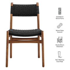 Wynn Walnut/Black Rope and Wood Dining Side Chair - Ornate Home