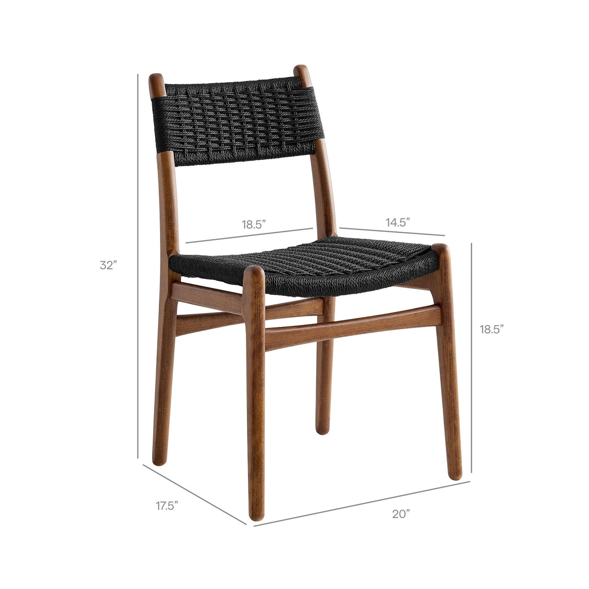Wynn Walnut/Black Rope and Wood Dining Side Chair - Ornate Home